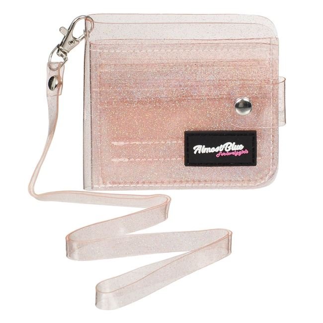 Portofel Port Card PU Dama cu Curea Transparent & Glitter Holografic 10.5x10cm