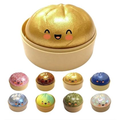 Jucarie interactiva copii Damo®, Squishy Glitter Dumpling, Design Cute, Multicolor, 10x10cm
