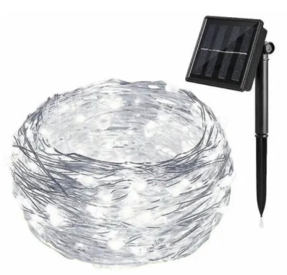 Instalatie LED solara cu sarma de cupru 300 led 30 m , alb rece