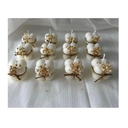 Set de 10 marturii nunta sau botez, VICTINY, ceara de soia naturala, alb