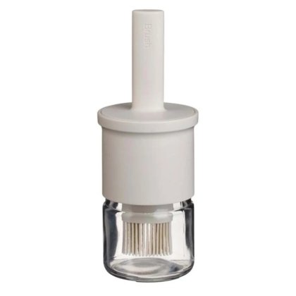 Pensula de silicon VICTINY bej cu dozator de ulei, design ergonomic, utilizare casnica