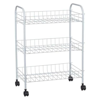 Raft mobil VICTINY, 3 niveluri, metal alb, 32.5x20x43.5cm