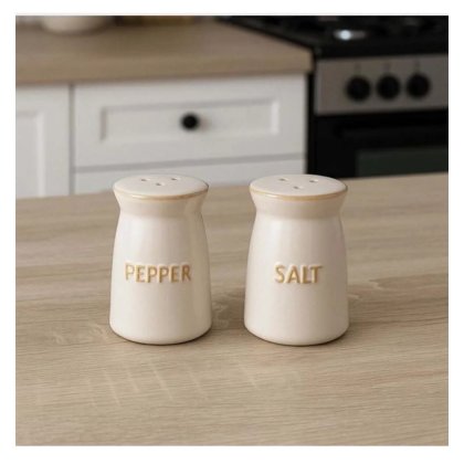VICTINY Set de solnite si pipernite din ceramica bej, stil nordic