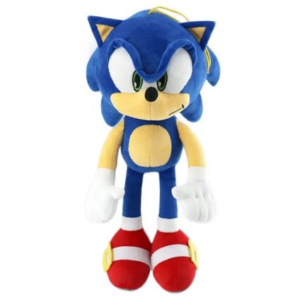 Jucarie de plus Super Sonic, 30cm, albastra, umpluta cu bumbac PP 3D, set de jucarii de plus
