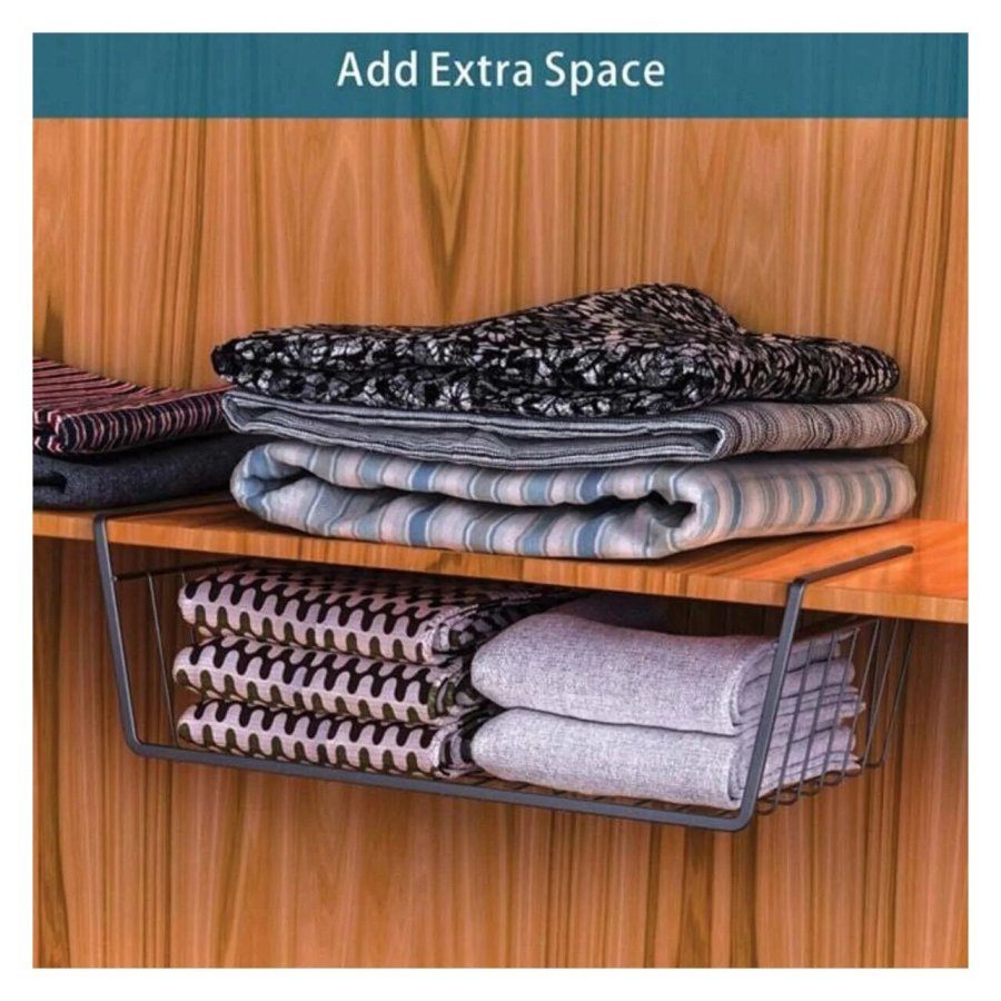 VICTINY® Raft organizator metalic suspendat negru 40 x 26 x 13 cm