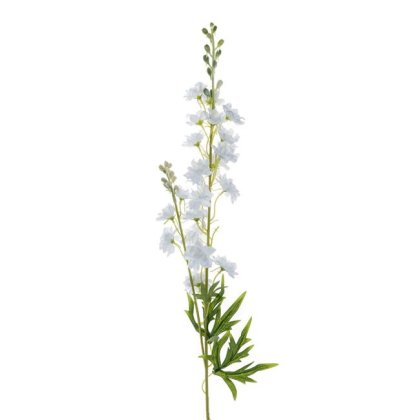 Creanga Decorativa cu Floare Artificiala Alba Delphinium 84cm