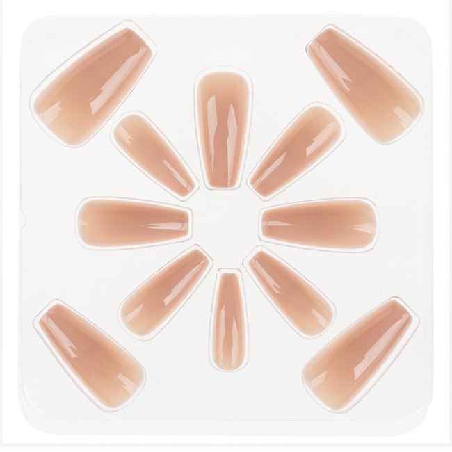 Set Unghii False cu Adeziv Nude Squared - 12buc