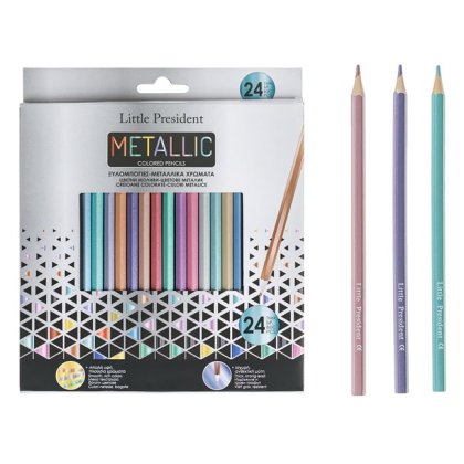 Set Creioane Colorate Culori Metalizate Little President - 24buc