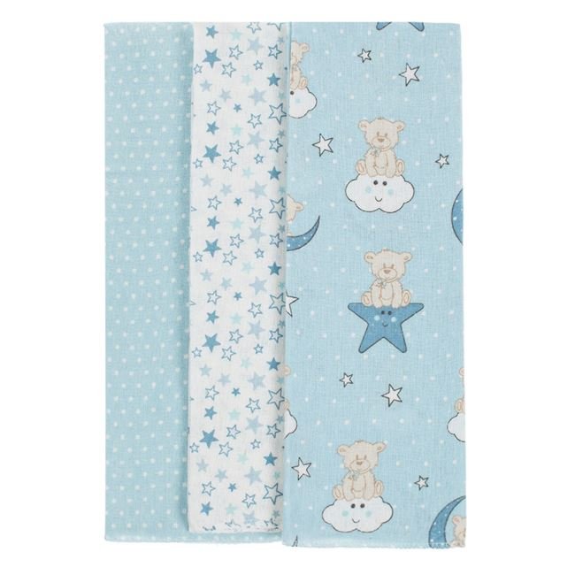 Set Cearceafuri Finet Ciel Alb cu Model Ursuleti Stele Buline 80x80cm - 3buc