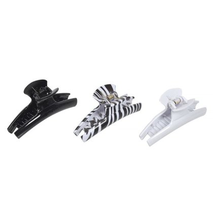 Clame Par Neagra Alba Alb Neagra cu Dungi pentru Femei 9cm - 3buc