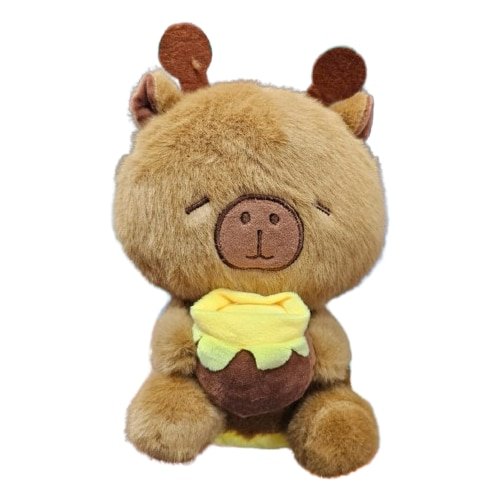 Jucarie de plus capibara Albina cu borcan miere VICTINY® maro/ galben 20 cm