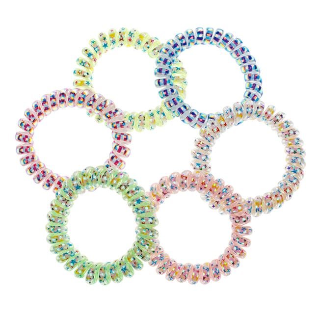 Elastice Spiralate Stralucitoare Stele pentru Copii - 6 buc