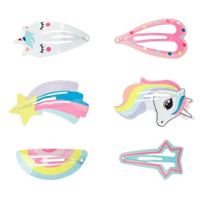Clame Par Metalice Unicorn Inima Stea Rainbow pentru Copii 5cm - 6buc