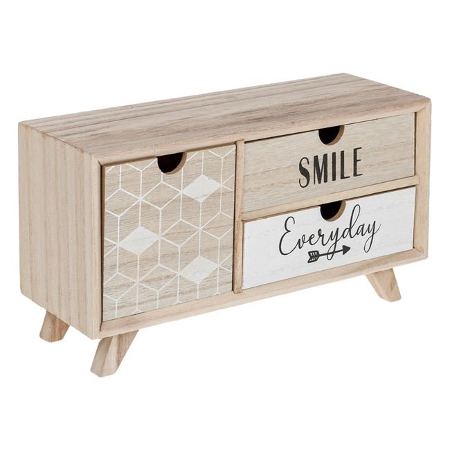 Cutie Decorativa din Lemn cu 3 Sertare Everyday Smile 28x10x15cm