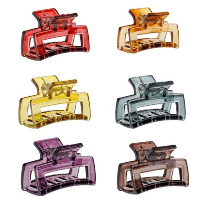 Clame Par Colorate Transparente Dreptunghiulare pentru Femei 4cm - 6buc