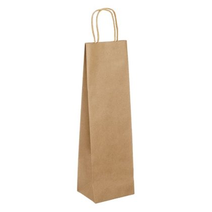 Sacosa Cadou din Hartie Kraft pentru Sticle de Vin 12x39x9cm