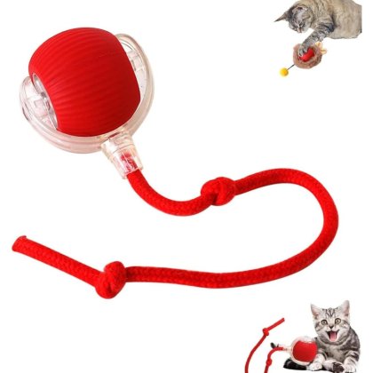 Minge interactiva pentru pisici, electrica, USB, 3 moduri, rosu