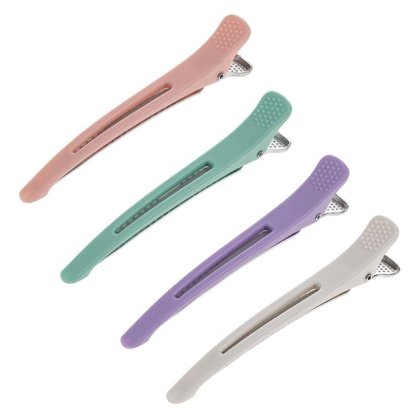 Clame Coafor din Plastic pentru Par Colorate Mat 11cm - 4buc