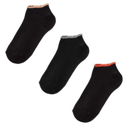 Sosete Scurte Negre cu Fir Colorat Lurex pentru Femei - 3 perechi