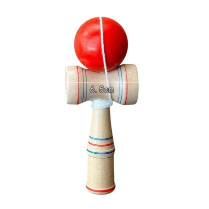 Kendama din lemn, Rubber Grip, 17cm, rosu