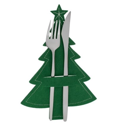 Huse pentru Tacamuri in Forma de Brad Verde de Craciun 16x23.5cm - 3buc