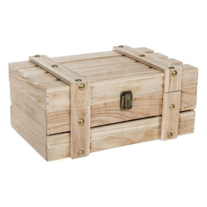 Lada din Lemn cu Inchidere Metalica pentru 2 Sticle 36x22x16cm