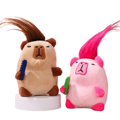 Set 2 jucarii Capybara Plus VICTINY® ro / maro 13 cm breloc