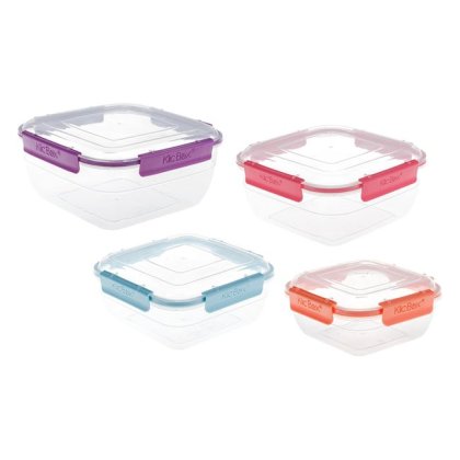 Set Caserole Alimente Patrate cu Capac 4 Marimi - 4buc