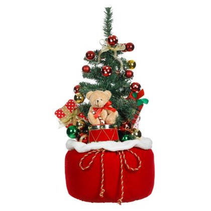 Sac Decorativ de Craciun cu Brad Cadouri & LED 60cm