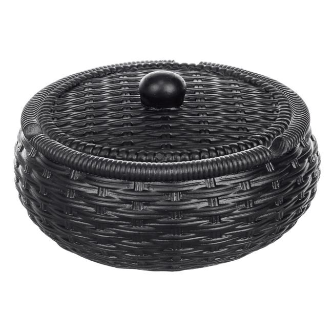 Scrumiera din Ciment Rotunda Neagra cu Capac Ø11x5cm