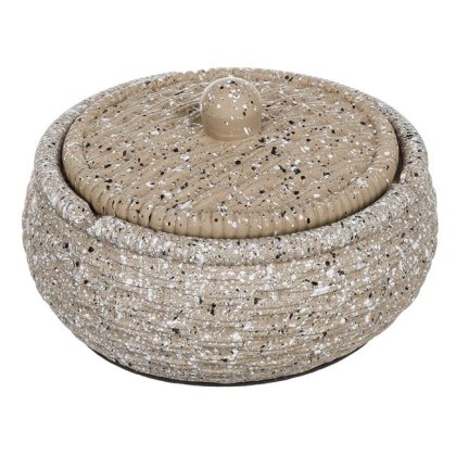 Scrumiera din Ciment Rotunda Sand cu Capac Ø11x5cm
