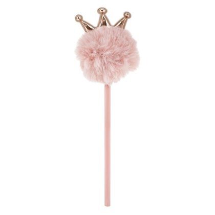 Creion Powder Pink cu Pompon & Coroana 22.5cm