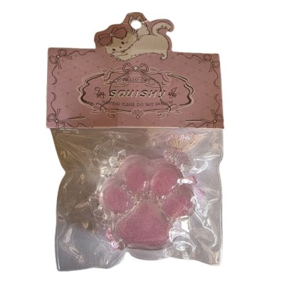 Labuta Pisica squishy moale VICTINY®, transparent /roz, 7x6 cm