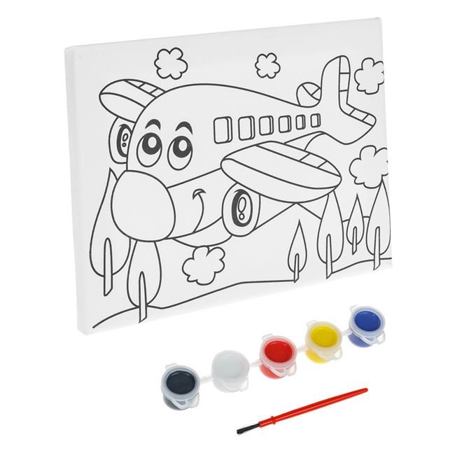 Set Pictura Canvas Avion cu Culori & Pensula 20x15cm