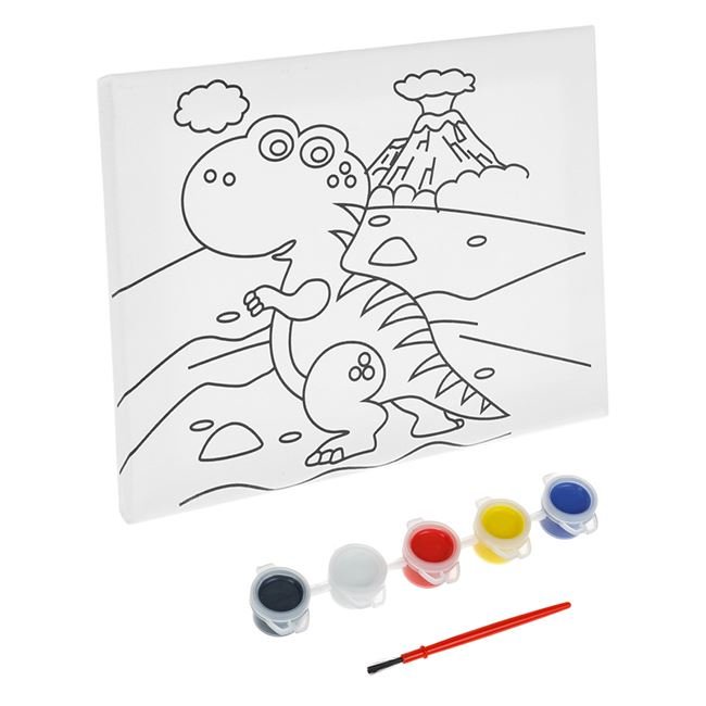 Set Pictura Canvas Dinozaur cu Culori & Pensula 20x15cm