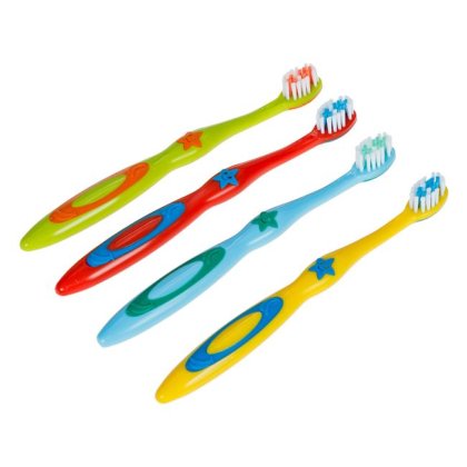 Periute de Dinti pentru Copii Bleu Verde Galbena Rosie Stele - 4buc