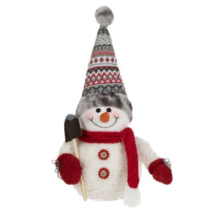 Figurina Decorativa de Craciun Om de Zapada cu Lopata Caciula Fular 47cm