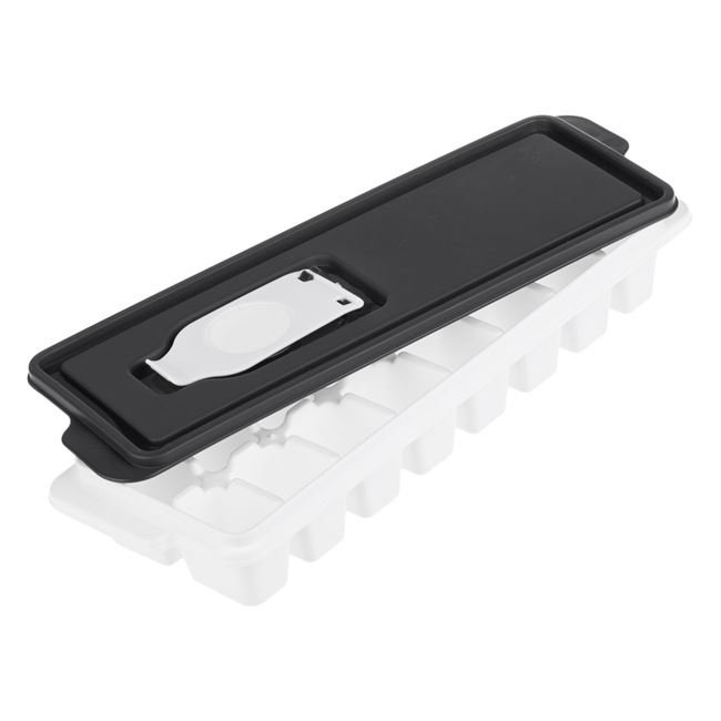 Cutie Alba din Plastic cu Capac Gri pentru 16 Cuburi de Gheata