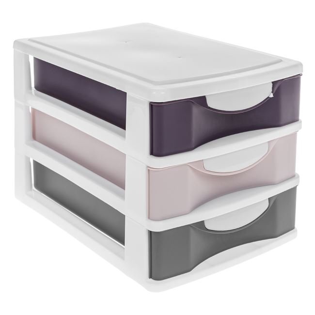 Cutie Organizatoare de Birou Colorata din Plastic cu 3 Sertare 22x15x19cm
