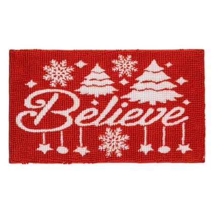 Covoras Baie de Craciun Rosu cu Dots 3D Imprimeu Believe 75x45cm