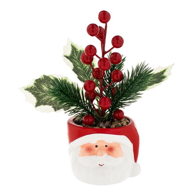Ghiveci Decorativ Ceramic Mos Craciun Crenguta de Vasc Pin 9x20cm