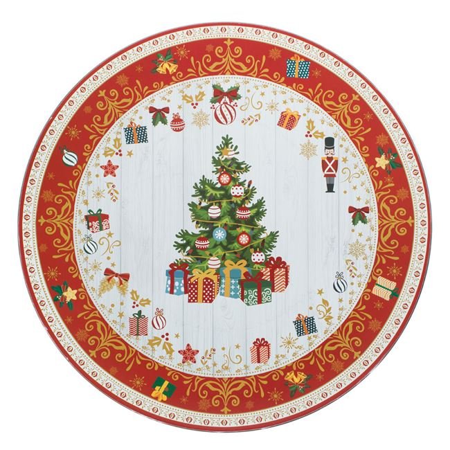 Platou Rotund Decorativ din Plastic de Craciun Brad Cadouri Ø40cm