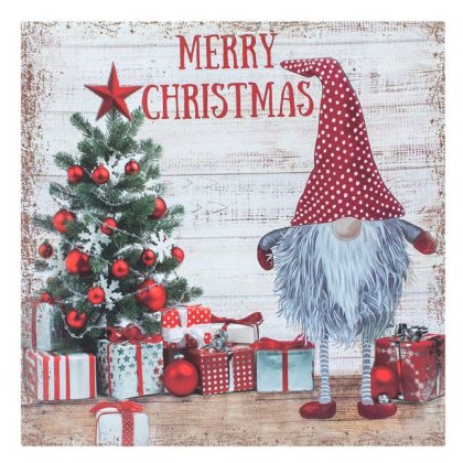 Platou Patrat Decorativ din Plastic de Craciun Gnome Brad 30x30cm