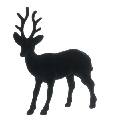 Figurina Decorativa de Craciun Ren Catifelat Negru 17cm