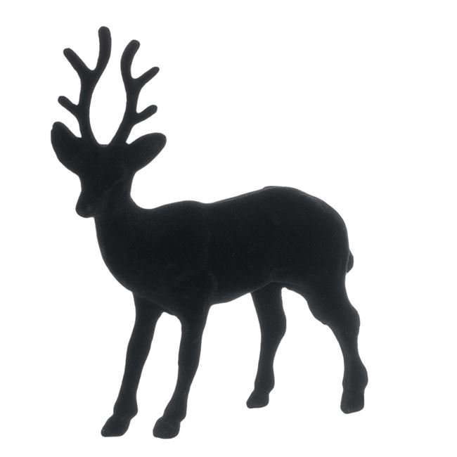 Figurina Decorativa de Craciun Ren Catifelat Negru 17cm