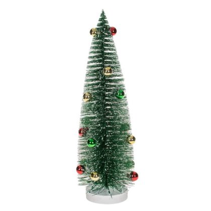 Brad Decorativ Verde Nins cu Globuri & Glitter de Craciun 40cm
