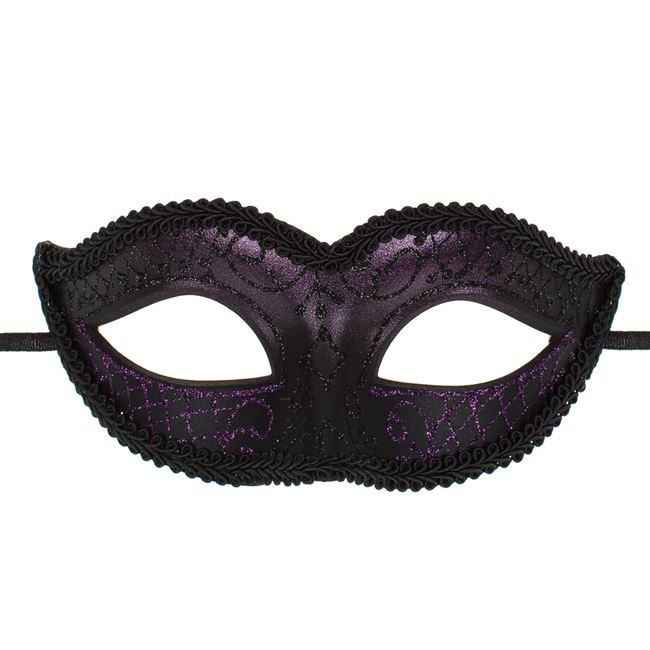 Masca Deghizare Fancy Neagra Brodata & Glitter Mov