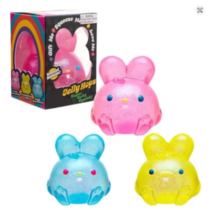 Jucarie squeeze, VICTINY® model jelly hops bunny ball, Antistres, CULOARE RANDOM MOV/ROZ/ALBASTRU/GALBEN