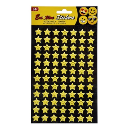 Autocolante Stele Galbene cu Model Emoji - 84buc