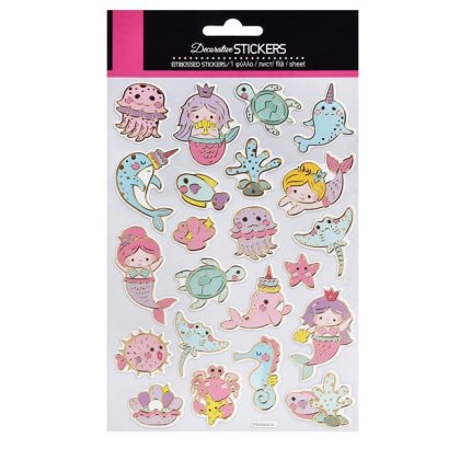 Autocolante Sirene Animale Marine de Culori Pastelate - 22buc